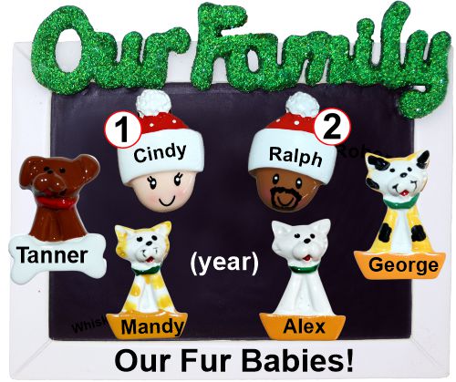 Couples Christmas Ornament with up to 4 Furry Friends Custom Dogs & Cats Add-ons Personalized by RussellRhodes.com