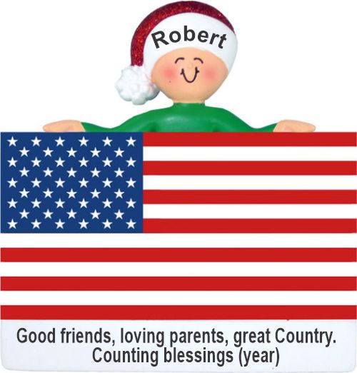 USA Christmas Ornament for Boys Personalized by RussellRhodes.com