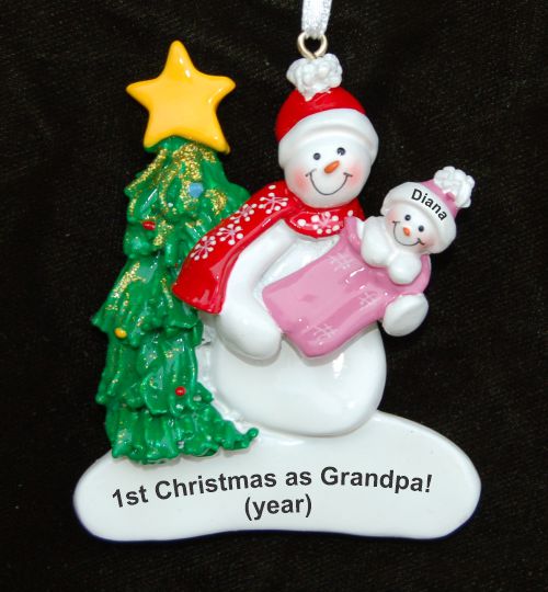 First Christmas as Grandpa New Baby Girl Christmas Ornament Personalized FREE at PersonalizedOrnamentsMarket.com by Russell Rhodes