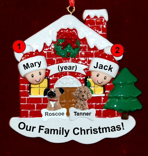 Couples Christmas Ornament Home for the Holidays 2 Dogs, Cats, Pets Custom Add-ons Personalized by RussellRhodes.com