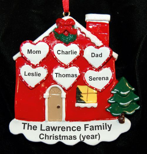 Family Christmas Ornament Hearts of Love for 6 Personalized by RussellRhodes.com