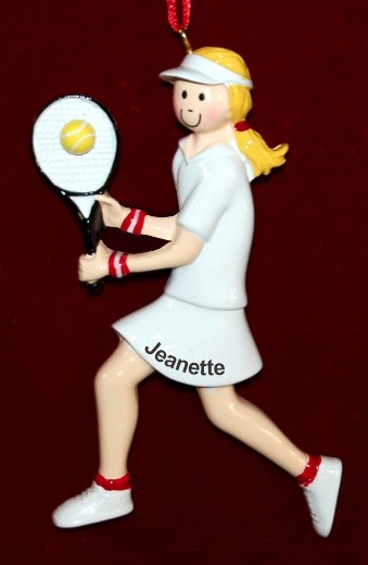 Tennis Christmas Ornament Blond Female Personalized by RussellRhodes.com