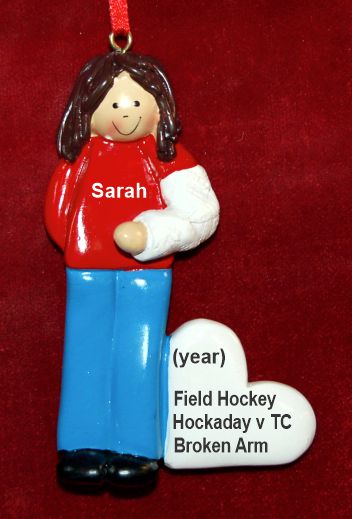 Broken Arm Christmas Ornament Brunette Female Personalized by RussellRhodes.com