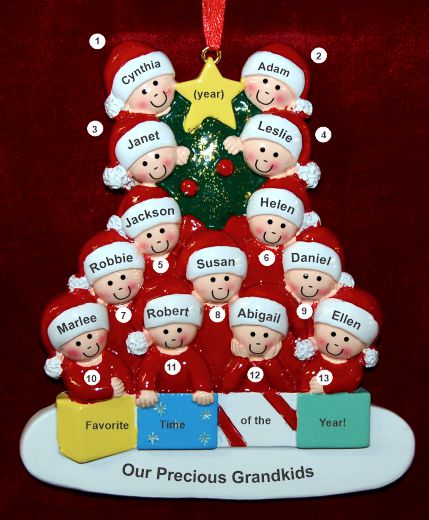 Ornament for Grandparents 13 Grandchildren All Together Personalized FREE at PersonalizedOrnamentsMarket.com by Russell Rhodes