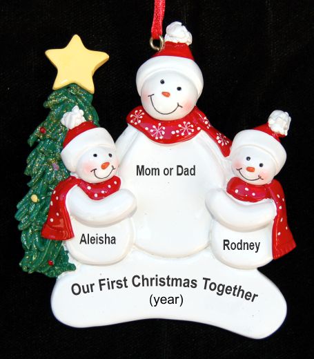 Our First Christmas Single Parent Christmas Ornament 2 Children Personalized FREE at PersonalizedOrnamentsMarket.com by Russell Rhodes