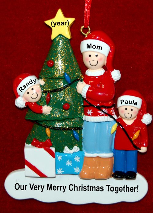 Single Mom Christmas Ornament 2 Children Decorating Our Tree Personalized by RussellRhodes.com