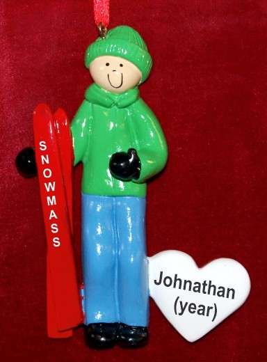 Snow Skiing Christmas Ornament Powder King Male Personalized by RussellRhodes.com