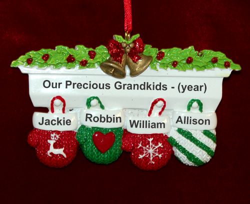 Grandparents Christmas Ornament Festive Mittens 4 Grandkids Personalized by RussellRhodes.com