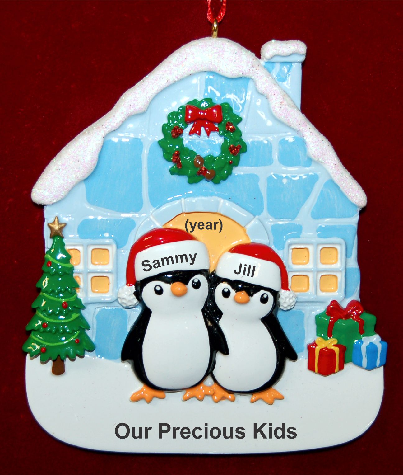 Family of 4 Just the 2 Precious Kids Christmas Ornament Personalized FREE at PersonalizedOrnamentsMarket.com by Russell Rhodes