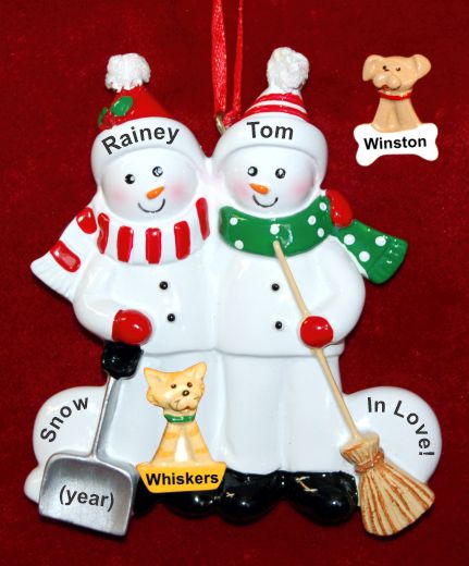 Couples Christmas Ornament Snow & Fun with Pets Personalized by RussellRhodes.com