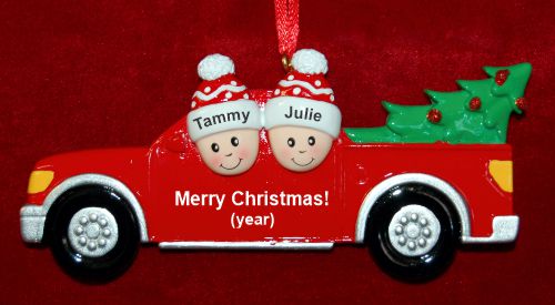 Lesbian Couple Christmas Ornament Our Tree Personalized FREE at PersonalizedOrnamentsMarket.com by Russell Rhodes