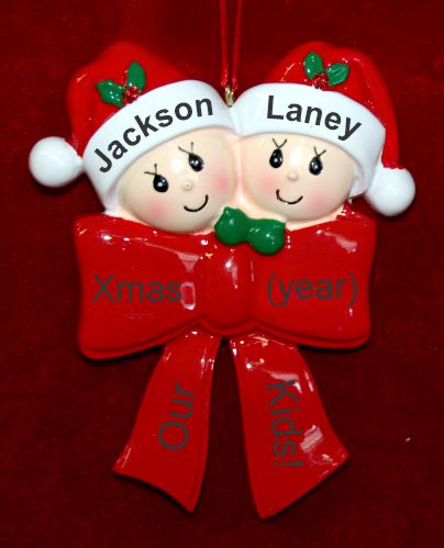 Family Christmas Ornament What a Gift! Just the 2 Kids Personalized by RussellRhodes.com