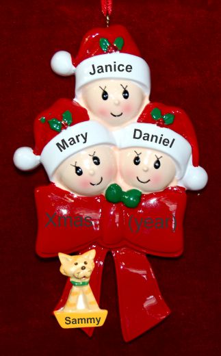 Family Christmas Ornament What a Gift! Just the 3 Kids with Pets Personalized by RussellRhodes.com