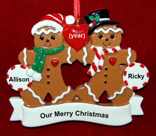 Twins Christmas Ornament Gingerbread Fun with Dogs, Cats, Pets Custom Add-ons Personalized FREE at PersonalizedOrnamentsMarket.com by Russell Rhodes