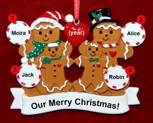 Lesbian Family Christmas Ornament 2 Kids Gingerbread Fun Personalized by RussellRhodes.com