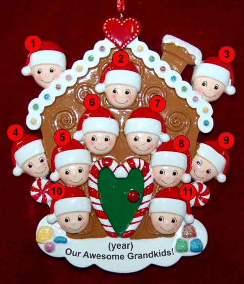 Grandparents Christmas Ornament Gingerbread Joy 11 Grandkids Personalized by RussellRhodes.com