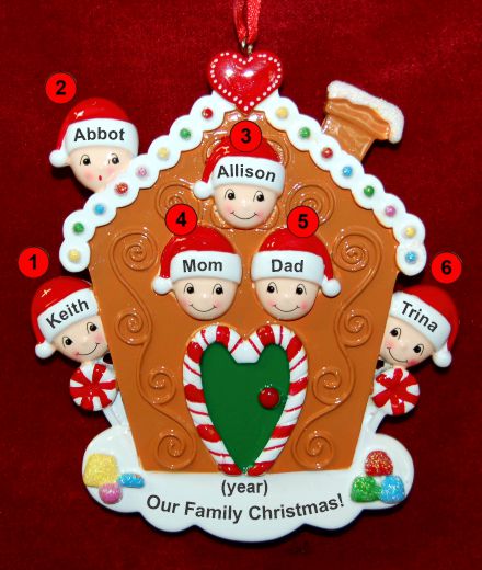 Family Christmas Ornament Gingerbread Joy for 6 Personalized by RussellRhodes.com