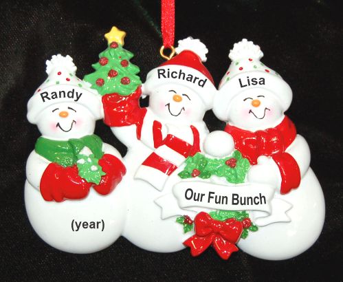 Grandparents Christmas Ornament Snow Fam 3 Grandkids Personalized by RussellRhodes.com