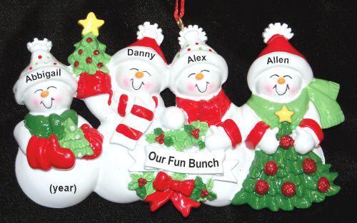 Grandparents Christmas Ornament Snow Fam 4 Grandkids Personalized by RussellRhodes.com