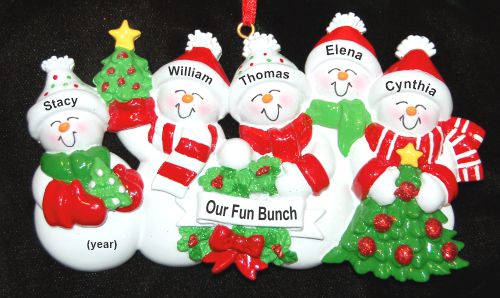 Grandparents Christmas Ornament Snow Fam 5 Grandkids Personalized by RussellRhodes.com