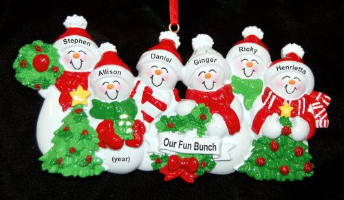 Grandparents Christmas Ornament Snow Fam 6 Grandkids Personalized by RussellRhodes.com