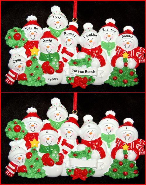 Grandparents Christmas Ornament Snow Fam 8 Grandkids Personalized by RussellRhodes.com