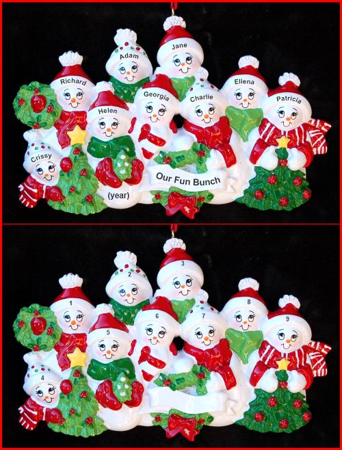 Grandparents Christmas Ornament Snow Fam 9 Grandkids Personalized by RussellRhodes.com