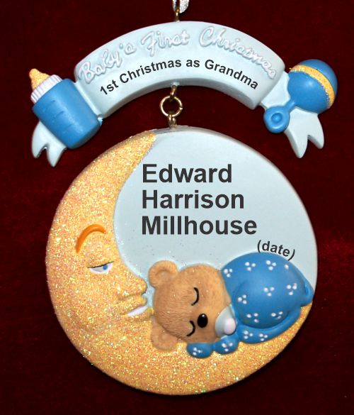 First Christmas as Grandma Ornament Baby Boy Personalized FREE at PersonalizedOrnamentsMarket.com by Russell Rhodes