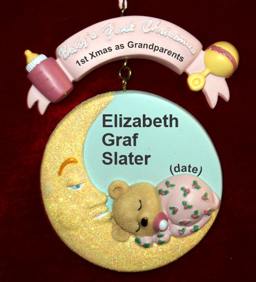 First Christmas as Grandparents Ornament Baby Girl Personalized FREE at PersonalizedOrnamentsMarket.com by Russell Rhodes