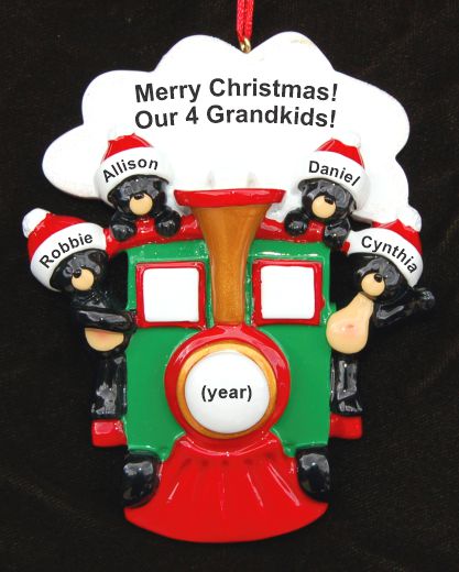 Grandparents Christmas Ornament All Aboard for 4 Personalized FREE at PersonalizedOrnamentsMarket.com by Russell Rhodes