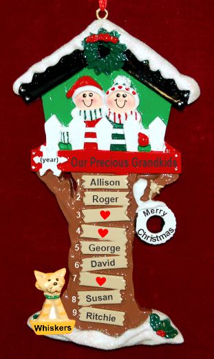 Grandparents Christmas Ornament Tree House for 6 with Dogs, Cats, Pets Custom Added Personalized FREE at PersonalizedOrnamentsMarket.com by Russell Rhodes