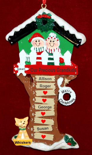 Grandparents Christmas Ornament Tree House for 4 with Pets Personalized by RussellRhodes.com