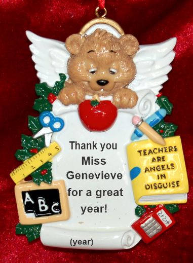 Teacher Christmas Ornament You're an Angel Personalized FREE at PersonalizedOrnamentsMarket.com by Russell Rhodes