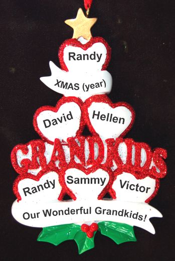 Grandparents Christmas Ornament Loving Hearts 6 Grandkids Personalized by RussellRhodes.com