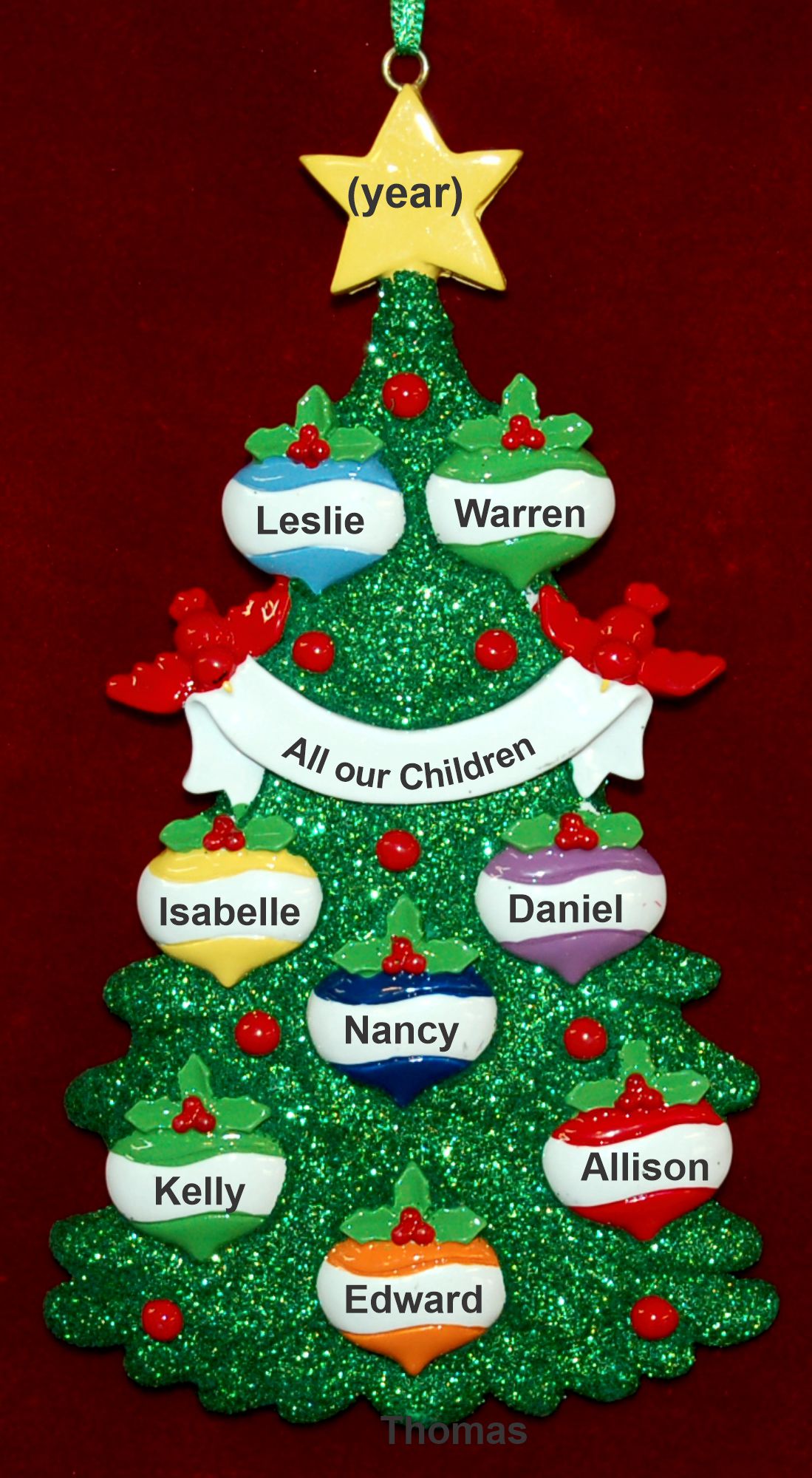 Family Christmas Ornament Xmas Tree Just the 8 Kids Personalized by RussellRhodes.com