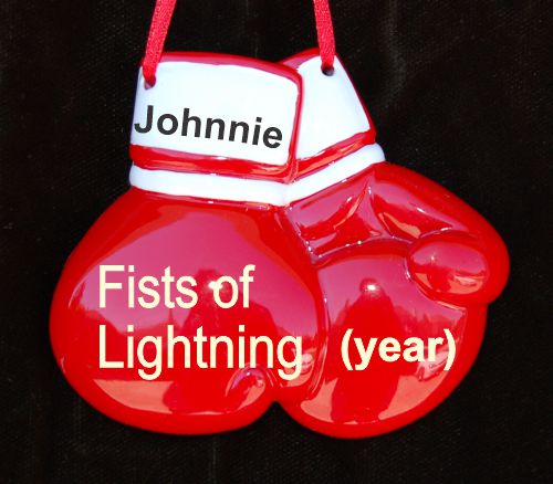 Boys Boxing Gloves Christmas Ornament Personalized by RussellRhodes.com