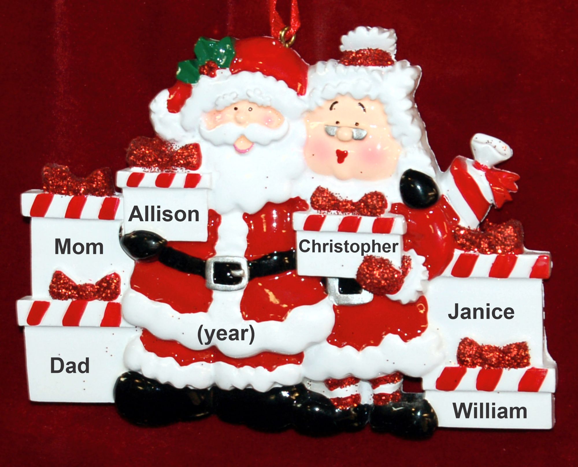 Family Christmas Ornament Xmas Presents for 6 Personalized by RussellRhodes.com