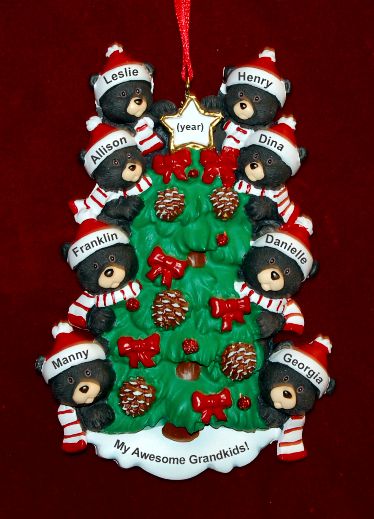 Grandparents Christmas Ornament Beary Cozy 8 Grandkids Personalized by RussellRhodes.com