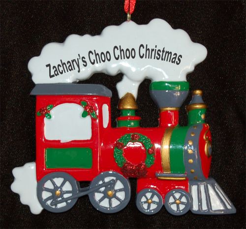 Engine Train Christmas Ornament Personalized FREE at PersonalizedOrnamentsMarket.com by Russell Rhodes