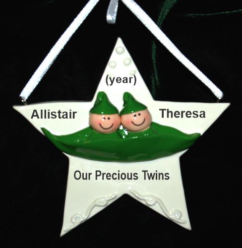 Twins Christmas Ornament 2 Peas in a Pod Personalized by RussellRhodes.com