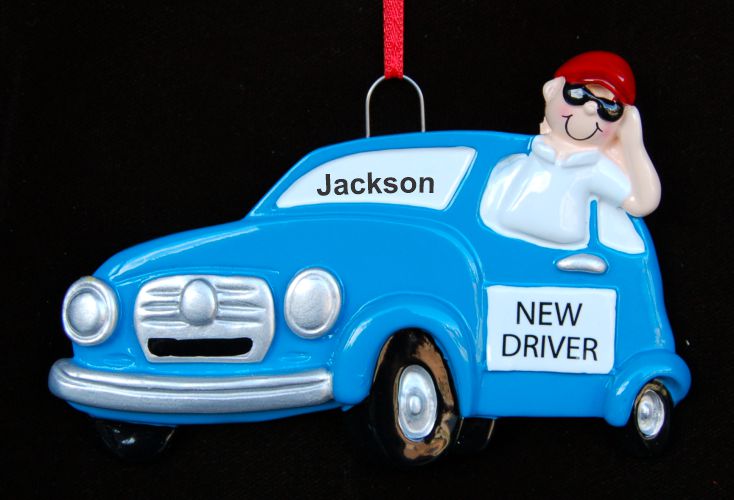 New Driver Christmas Ornament Male Personalized FREE at PersonalizedOrnamentsMarket.com by Russell Rhodes