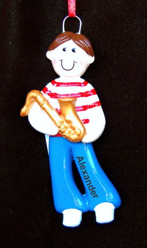 Male Saxophone Christmas Ornament Personalized by RussellRhodes.com