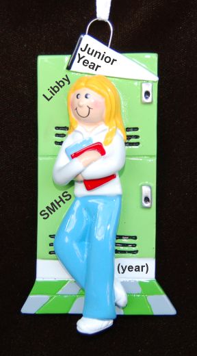 Junior Year High School Christmas Ornament Female Blond Personalized by RussellRhodes.com