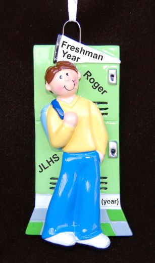 Freshman Year High School Christmas Ornament Male Brunette Personalized by RussellRhodes.com