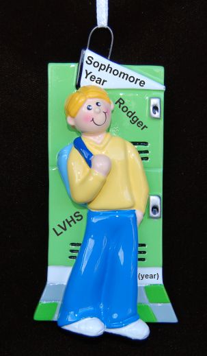 Sophomore Year High School Christmas Ornament Male Blond Personalized by RussellRhodes.com