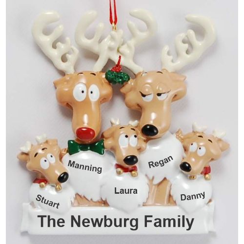 Family Christmas Ornament Reindeer 5 Personalized FREE at PersonalizedOrnamentsMarket.com by Russell Rhodes