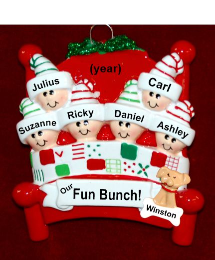 Grandparents Christmas Ornament 6 Grandkids with Dogs, Cats, Pets Custom Added Warm & Cozy  Personalized FREE at PersonalizedOrnamentsMarket.com by Russell Rhodes