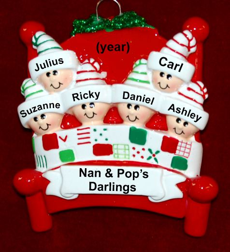 Grandparents Christmas Fun 6 Grandkids Warm & Cozy  Personalized FREE at PersonalizedOrnamentsMarket.com by Russell Rhodes