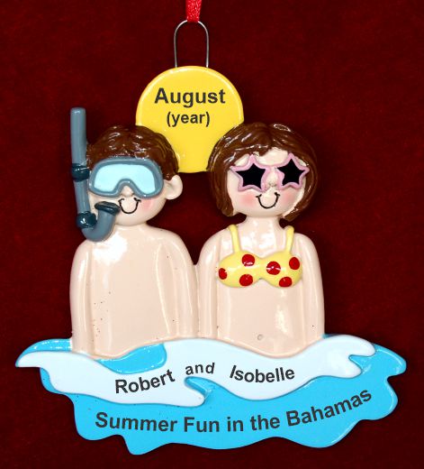 Couples Christmas Ornament Beach Snorkel Fun Personalized by RussellRhodes.com