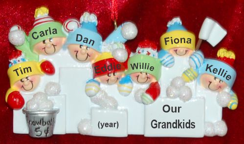 Grandparents Christmas Ornament Snowball Fun 7 Grandkids Personalized by RussellRhodes.com